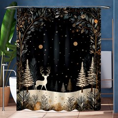 Christmas Winter Xmas Scene Nature Forest Tree Moon Shower Curtain 60  X 72  (medium)  by Vaneshop