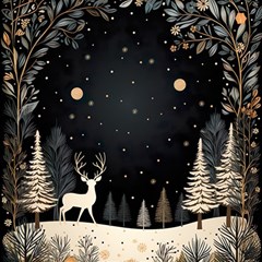 Christmas Winter Xmas Scene Nature Forest Tree Moon Play Mat (square) by Vaneshop