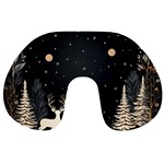 Christmas Winter Xmas Scene Nature Forest Tree Moon Travel Neck Pillow Front