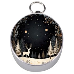 Christmas Winter Xmas Scene Nature Forest Tree Moon Silver Compasses by Vaneshop