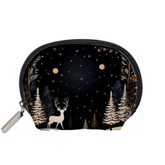 Christmas Winter Xmas Scene Nature Forest Tree Moon Accessory Pouch (small) by Vaneshop