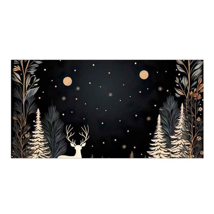 Christmas Winter Xmas Scene Nature Forest Tree Moon Satin Shawl 45  x 80 