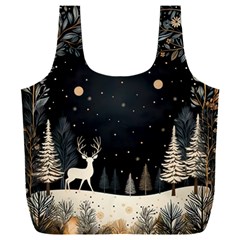 Christmas Winter Xmas Scene Nature Forest Tree Moon Full Print Recycle Bag (xxxl) by Vaneshop