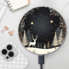 Christmas Winter Xmas Scene Nature Forest Tree Moon Wireless Fast Charger(white) by Vaneshop