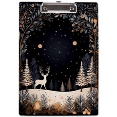 Christmas Winter Xmas Scene Nature Forest Tree Moon A4 Acrylic Clipboard by Vaneshop