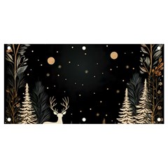 Christmas Winter Xmas Scene Nature Forest Tree Moon Banner And Sign 4  X 2  by Vaneshop