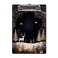 Christmas Winter Xmas Scene Nature Forest Tree Moon A5 Acrylic Clipboard by Vaneshop