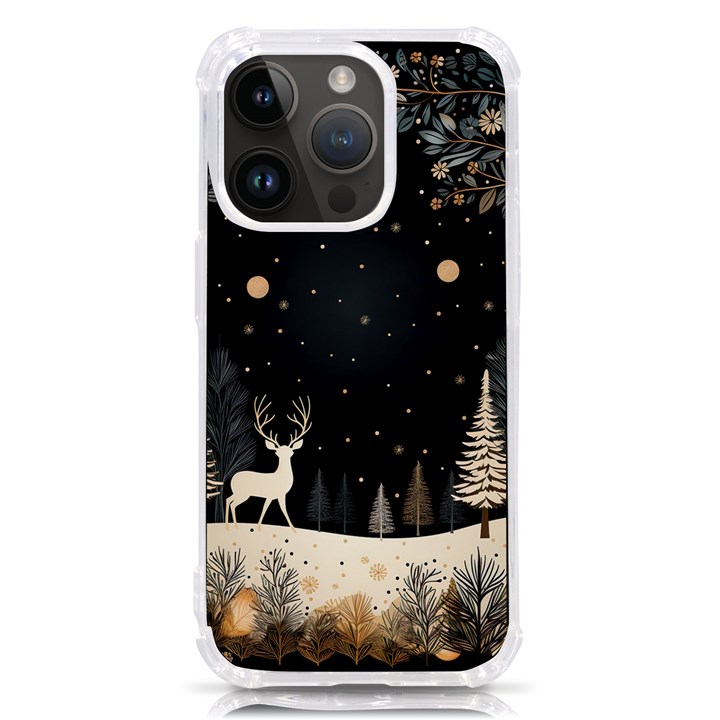 Christmas Winter Xmas Scene Nature Forest Tree Moon iPhone 14 Pro TPU UV Print Case