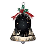 Christmas Winter Xmas Scene Nature Forest Tree Moon Metal Holly Leaf Bell Ornament Front