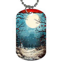 Christmas Frame Border Dog Tag (two Sides) by Vaneshop