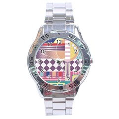 Abstract Shapes Colors Gradient Stainless Steel Analogue Watch by Vaneshop