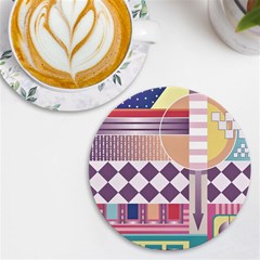 Abstract Shapes Colors Gradient Uv Print Round Tile Coaster by Vaneshop