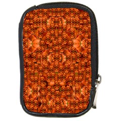 Floral Time In Peace And Love Compact Camera Leather Case by pepitasart