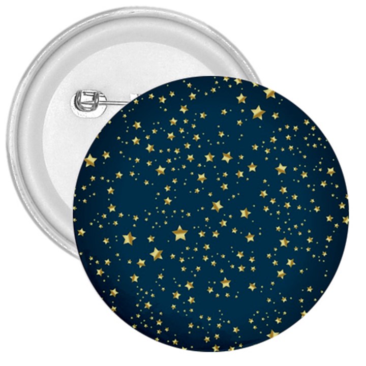 Star Golden Pattern Christmas Design White Gold 3  Buttons