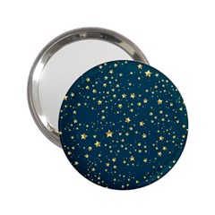 Star Golden Pattern Christmas Design White Gold 2 25  Handbag Mirrors by Vaneshop