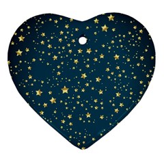 Star Golden Pattern Christmas Design White Gold Heart Ornament (two Sides) by Vaneshop