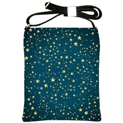 Star Golden Pattern Christmas Design White Gold Shoulder Sling Bag by Vaneshop