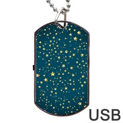 Star Golden Pattern Christmas Design White Gold Dog Tag Usb Flash (one Side) by Vaneshop