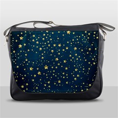 Star Golden Pattern Christmas Design White Gold Messenger Bag by Vaneshop