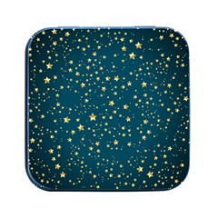 Star Golden Pattern Christmas Design White Gold Square Metal Box (black) by Vaneshop