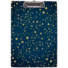 Star Golden Pattern Christmas Design White Gold A4 Acrylic Clipboard by Vaneshop