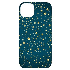 Star Golden Pattern Christmas Design White Gold Iphone 14 Plus Black Uv Print Case by Vaneshop