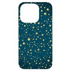 Star Golden Pattern Christmas Design White Gold Iphone 14 Pro Black Uv Print Case by Vaneshop