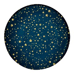 Star Golden Pattern Christmas Design White Gold Round Glass Fridge Magnet (4 Pack) by Vaneshop