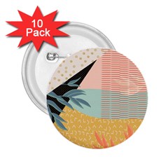 Leaves Pattern Design Colorful Decorative Texture 2 25  Buttons (10 Pack)  by Vaneshop