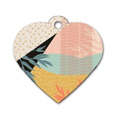 Leaves Pattern Design Colorful Decorative Texture Dog Tag Heart (two Sides) by Vaneshop