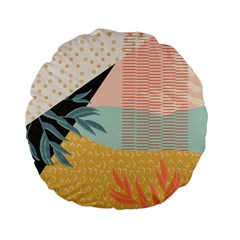 Leaves Pattern Design Colorful Decorative Texture Standard 15  Premium Flano Round Cushions by Vaneshop