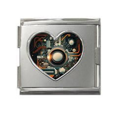 Illustrations Technology Robot Internet Processor Mega Link Heart Italian Charm (18mm) by Vaneshop