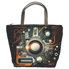 Illustrations Technology Robot Internet Processor Bucket Bag by Vaneshop