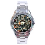 Illustrations Technology Robot Internet Processor Stainless Steel Analogue Watch Front