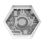 Illustrations Technology Robot Internet Processor Hexagon Wood Jewelry Box Front