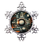 Illustrations Technology Robot Internet Processor Metal Large Snowflake Ornament Front