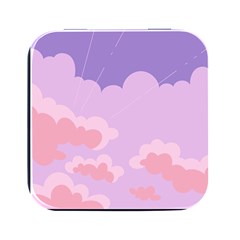 Sky Nature Sunset Clouds Space Fantasy Sunrise Square Metal Box (black) by Vaneshop