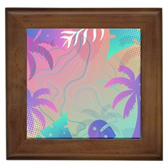 Palm Trees Leaves Plants Tropical Wreath Framed Tile by Vaneshop