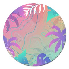 Palm Trees Leaves Plants Tropical Wreath Magnet 5  (round) by Vaneshop