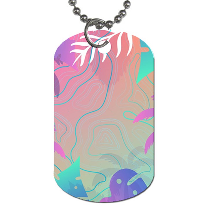 Palm Trees Leaves Plants Tropical Wreath Dog Tag (One Side)