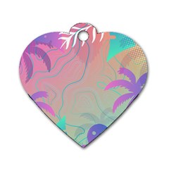 Palm Trees Leaves Plants Tropical Wreath Dog Tag Heart (two Sides) by Vaneshop