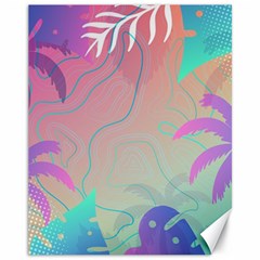 Palm Trees Leaves Plants Tropical Wreath Canvas 11  X 14  by Vaneshop