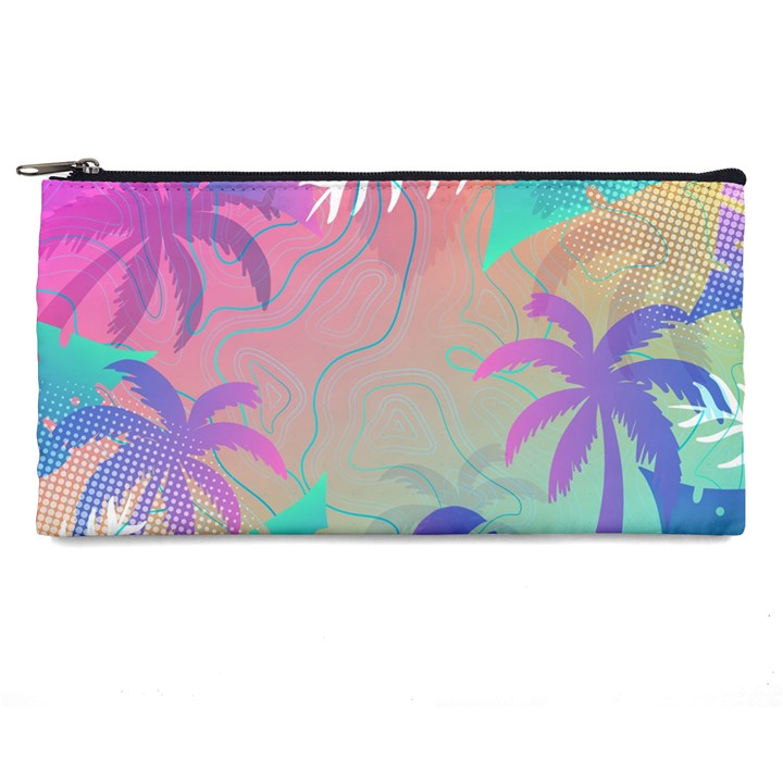 Palm Trees Leaves Plants Tropical Wreath Pencil Case