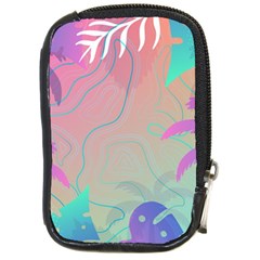 Palm Trees Leaves Plants Tropical Wreath Compact Camera Leather Case by Vaneshop