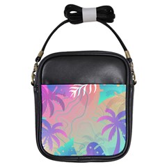 Palm Trees Leaves Plants Tropical Wreath Girls Sling Bag by Vaneshop