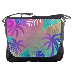 Palm Trees Leaves Plants Tropical Wreath Messenger Bag by Vaneshop