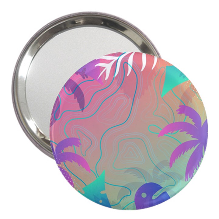 Palm Trees Leaves Plants Tropical Wreath 3  Handbag Mirrors