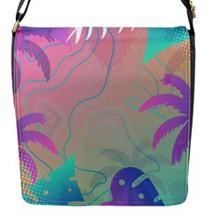 Palm Trees Leaves Plants Tropical Wreath Flap Closure Messenger Bag (s)