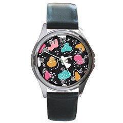 Art Pattern Design Background Print Round Metal Watch by Vaneshop