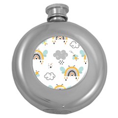 Art Pattern Design Wallpaper Background Print Round Hip Flask (5 Oz) by Vaneshop